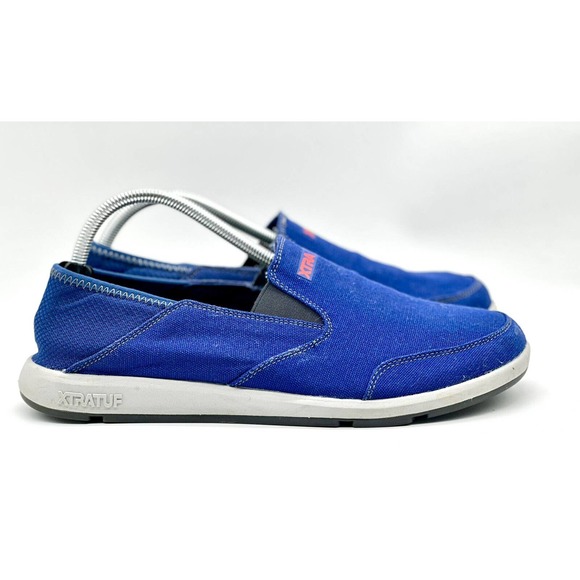 XtraTuf Sheng Fu Shoes Men Size 10 Blue Canvas Slip On 2017 Casual Deck - Picture 1 of 6